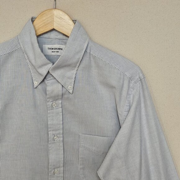 Thom Browne Blue Striped Dress Shirt